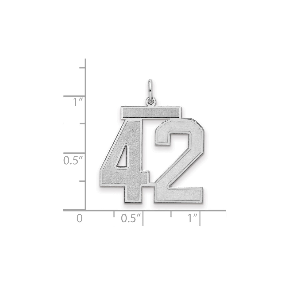 Large Satin Number 42 Charm Pendant in Real 925 Sterling Silver