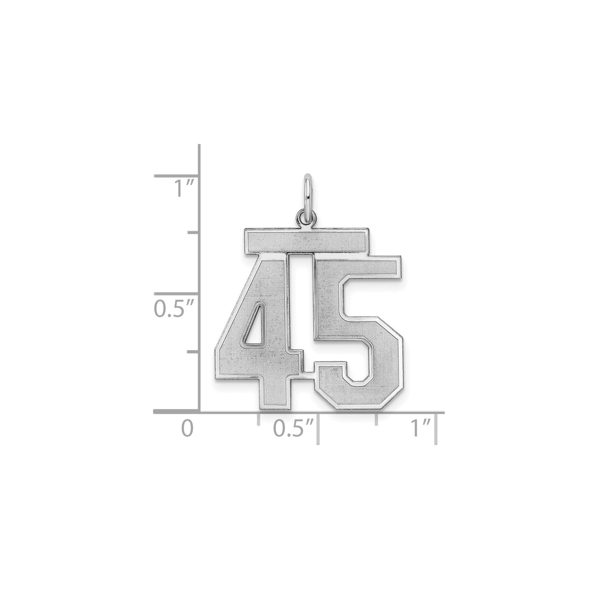 Large Satin Number 45 Charm Pendant in Real 925 Sterling Silver