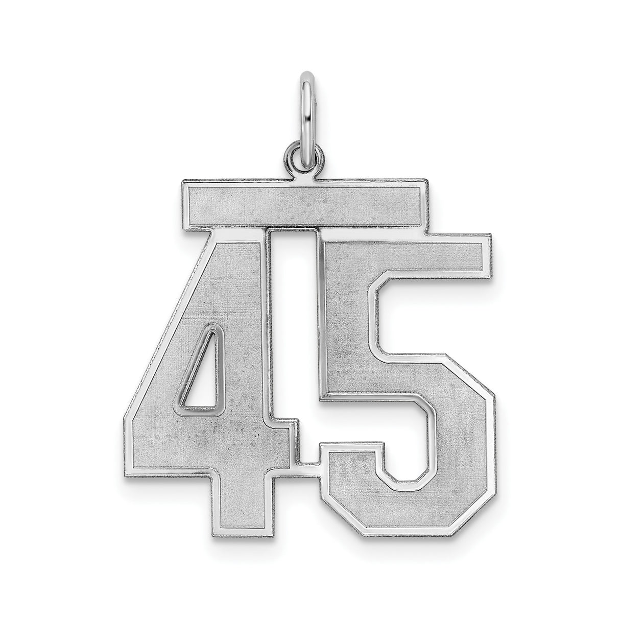 Large Satin Number 45 Charm Pendant in Real 925 Sterling Silver