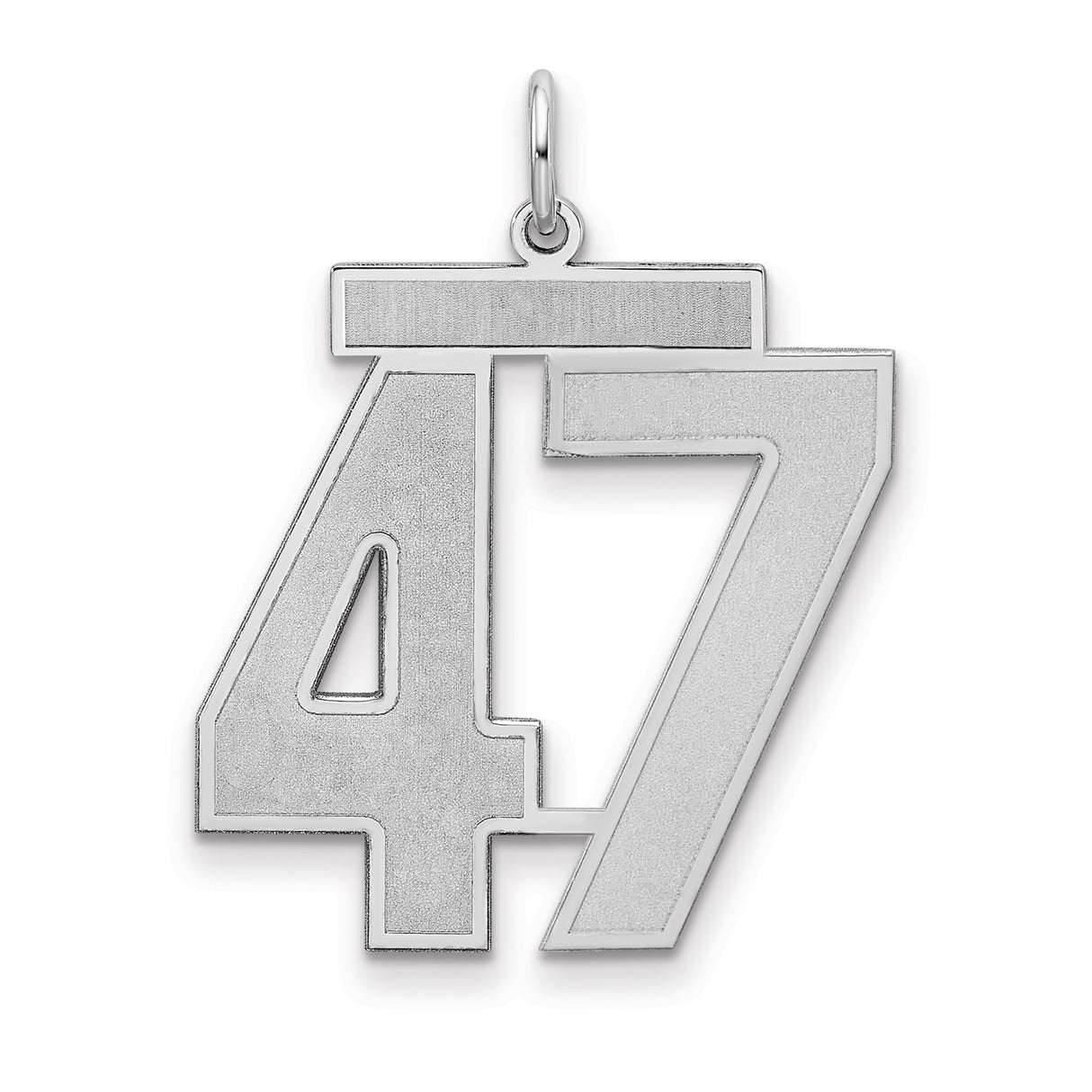 Large Satin Number 47 Charm Pendant in Real 925 Sterling Silver