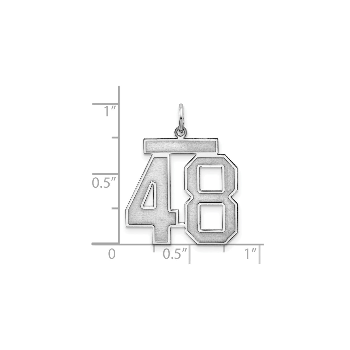 Large Satin Number 48 Charm Pendant in Real 925 Sterling Silver