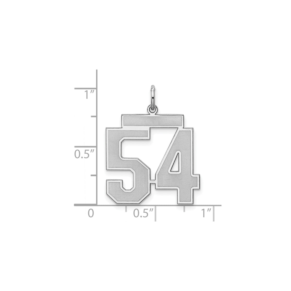 Large Satin Number 54 Charm Pendant in Real 925 Sterling Silver