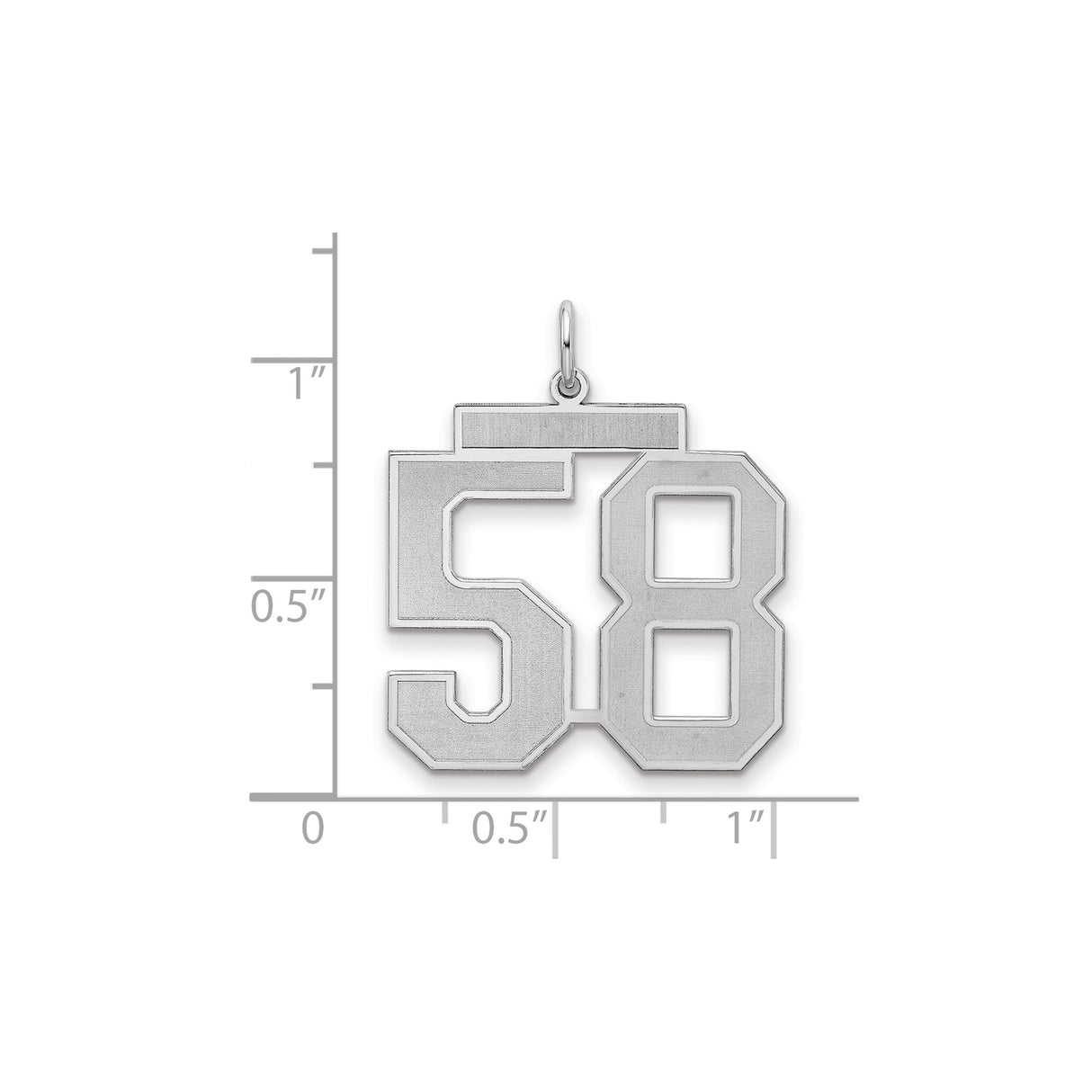 Large Satin Number 58 Charm Pendant in Real 925 Sterling Silver
