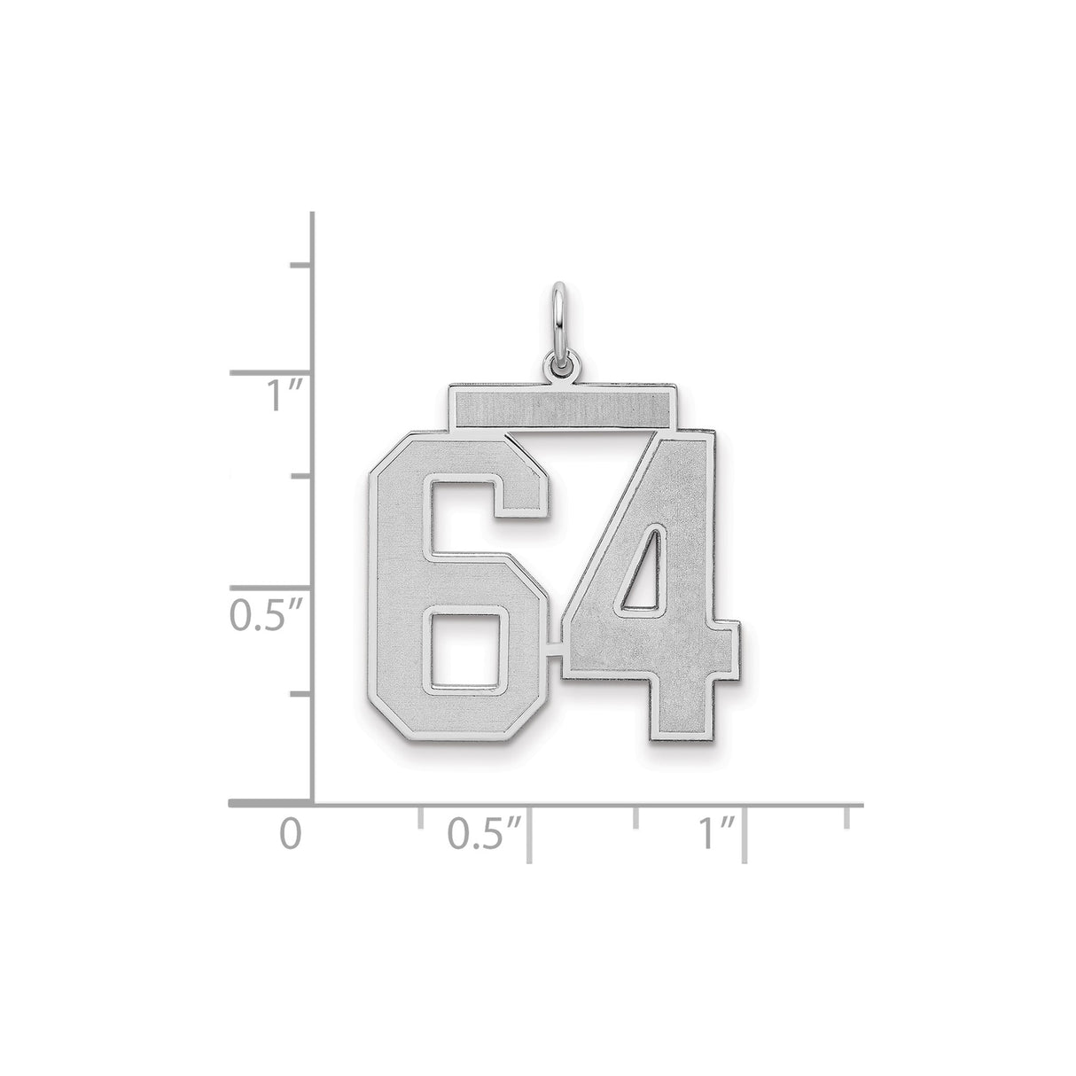 Sterling Silver Number 64 Pendant Charm, Varsity Style Sports Design