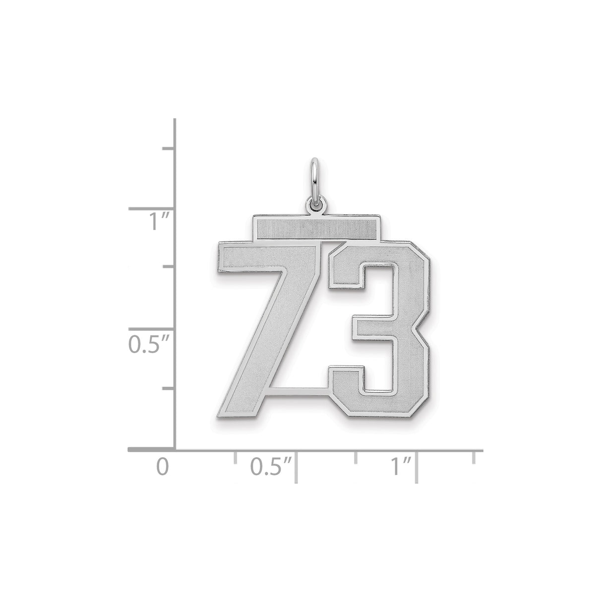 Large Satin Number 73 Charm Pendant in Real 925 Sterling Silver