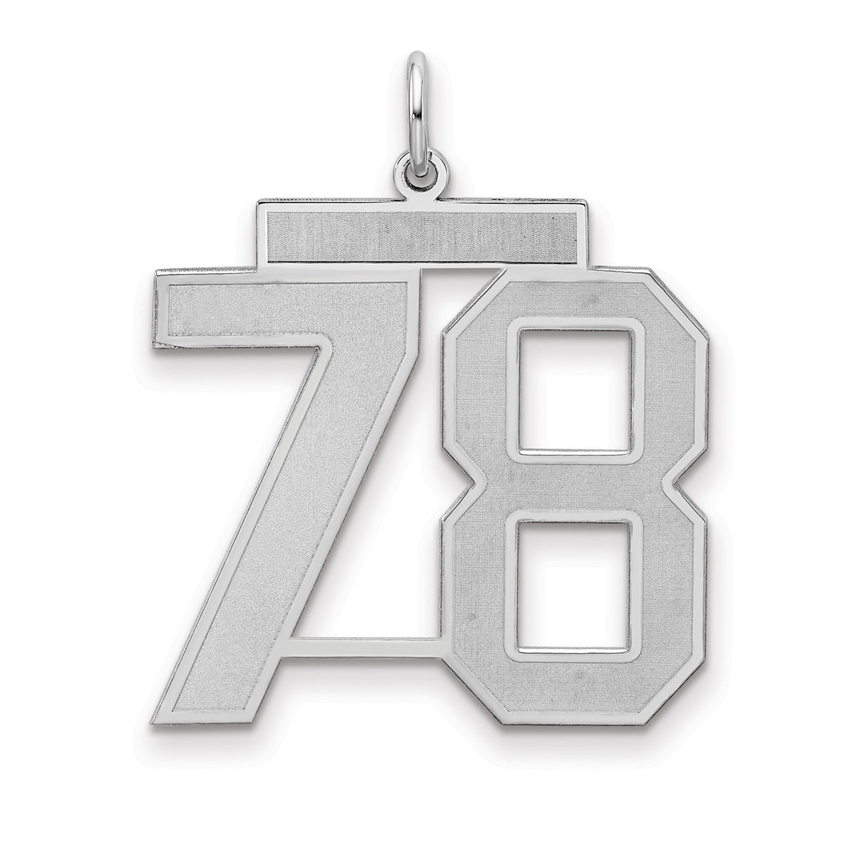 Large Satin Number 78 Charm Pendant in Real 925 Sterling Silver