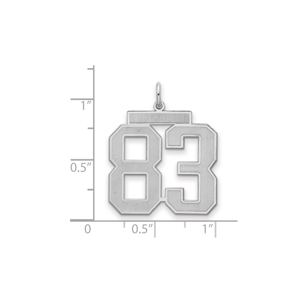 Large Satin Number 83 Charm Pendant in Real 925 Sterling Silver