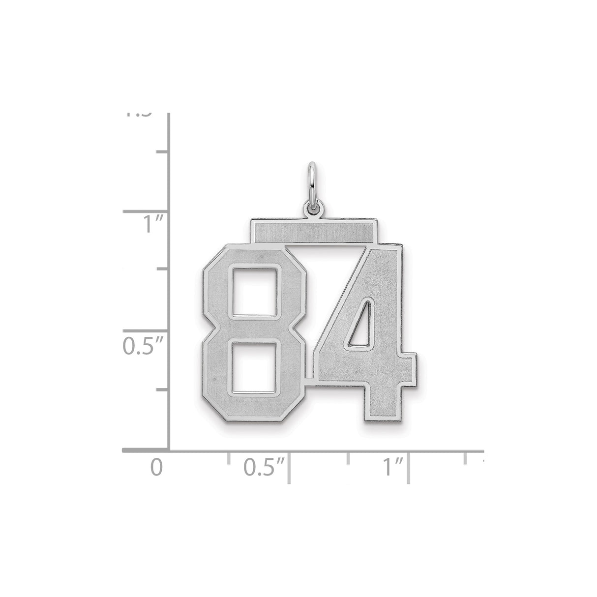 Large Satin Number 84 Charm Pendant in Real 925 Sterling Silver