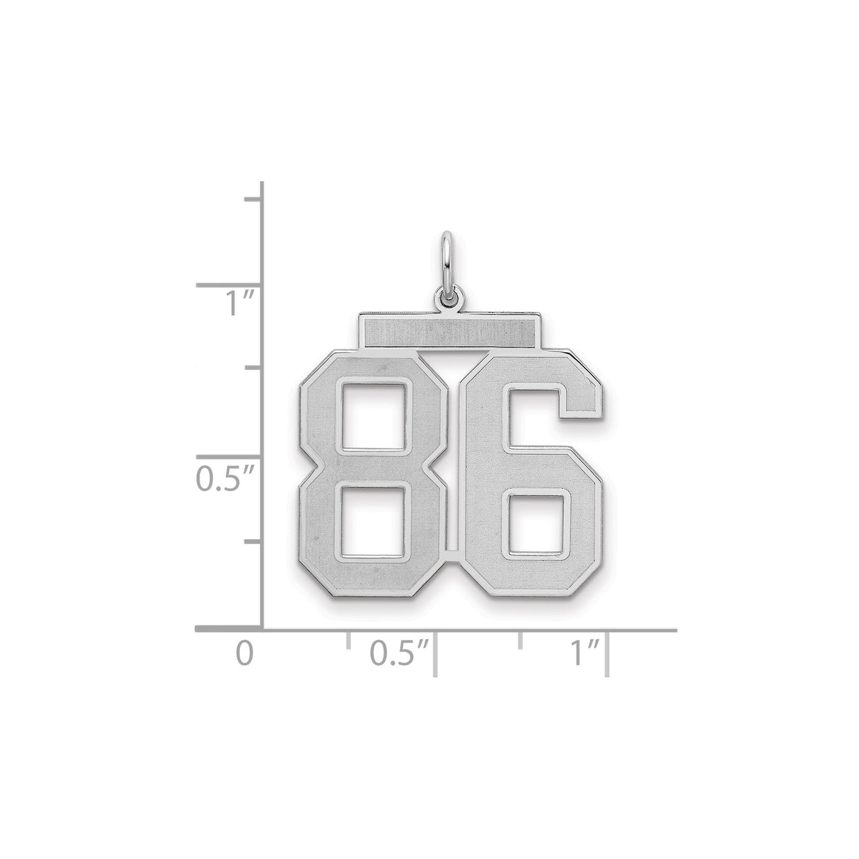 Large Satin Number 86 Charm Pendant in Real 925 Sterling Silver