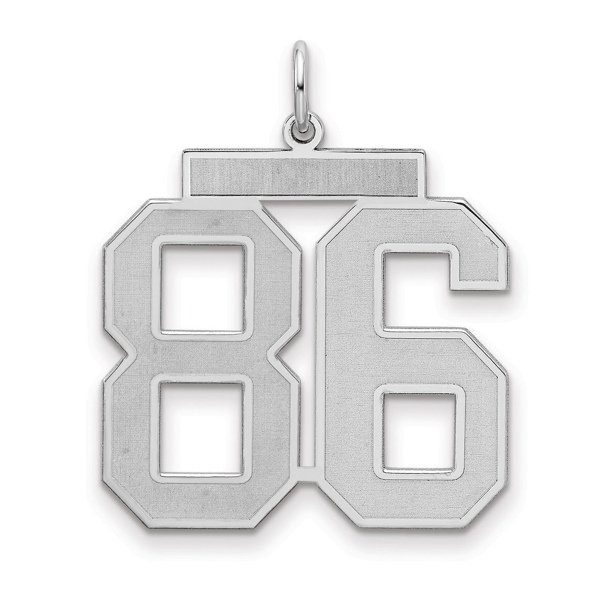 Large Satin Number 86 Charm Pendant in Real 925 Sterling Silver