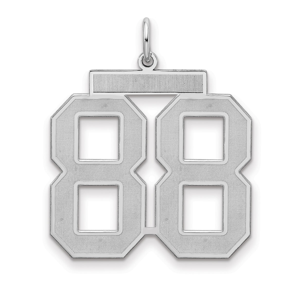 Large Satin Number 88 Charm Pendant in Real 925 Sterling Silver