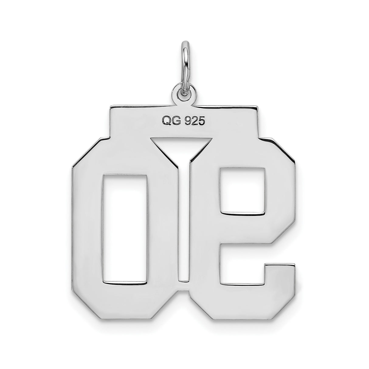 Large Satin Number 90 Charm Pendant in Real 925 Sterling Silver