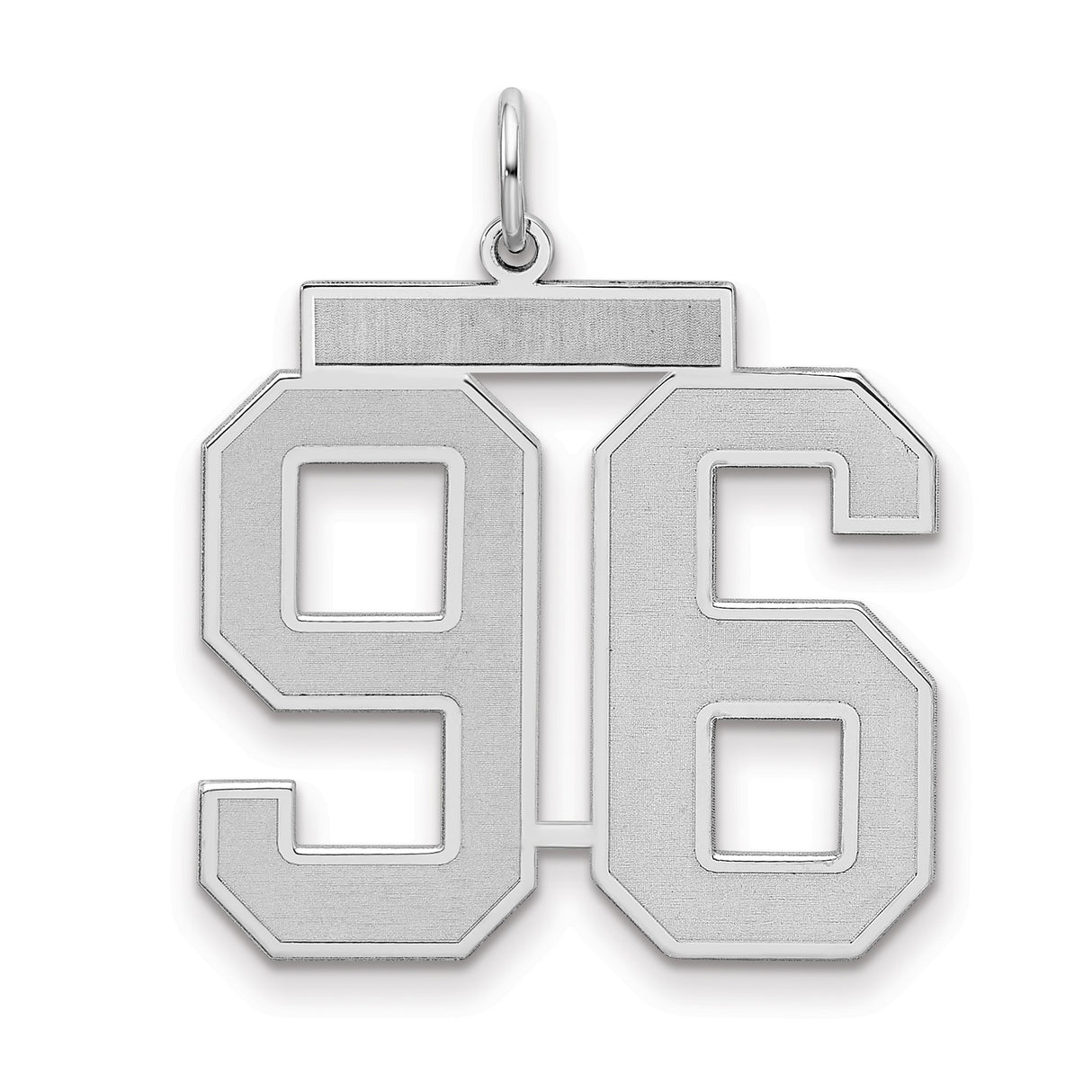 Large Satin Number 96 Charm Pendant in Real 925 Sterling Silver