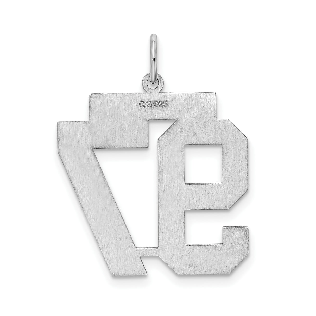Large Satin Number 97 Charm Pendant in Real 925 Sterling Silver