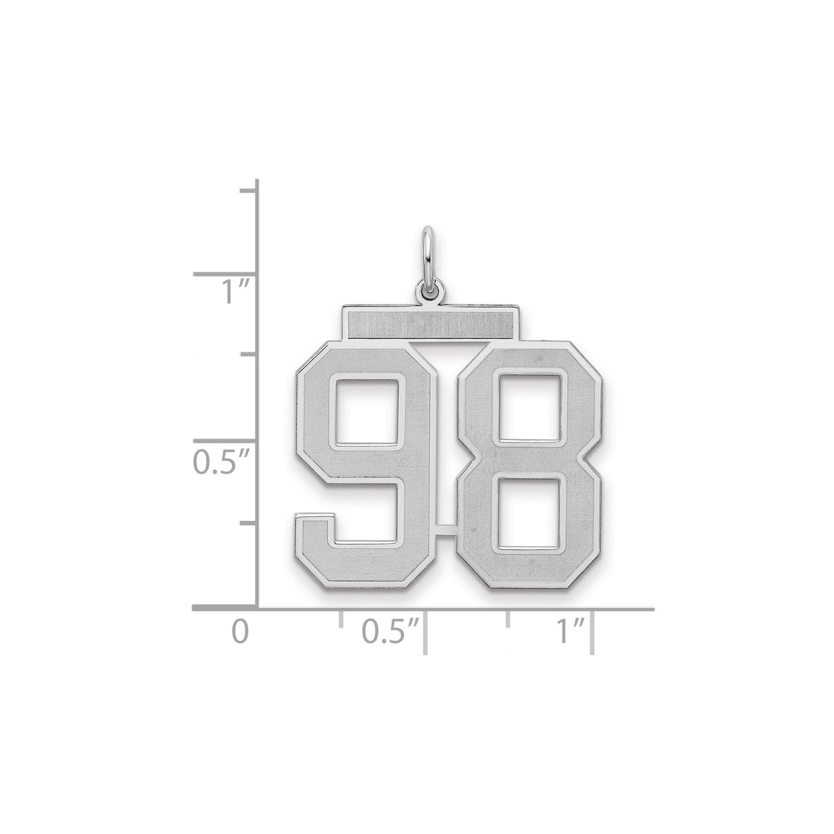 Large Satin Number 98 Charm Pendant in Real 925 Sterling Silver