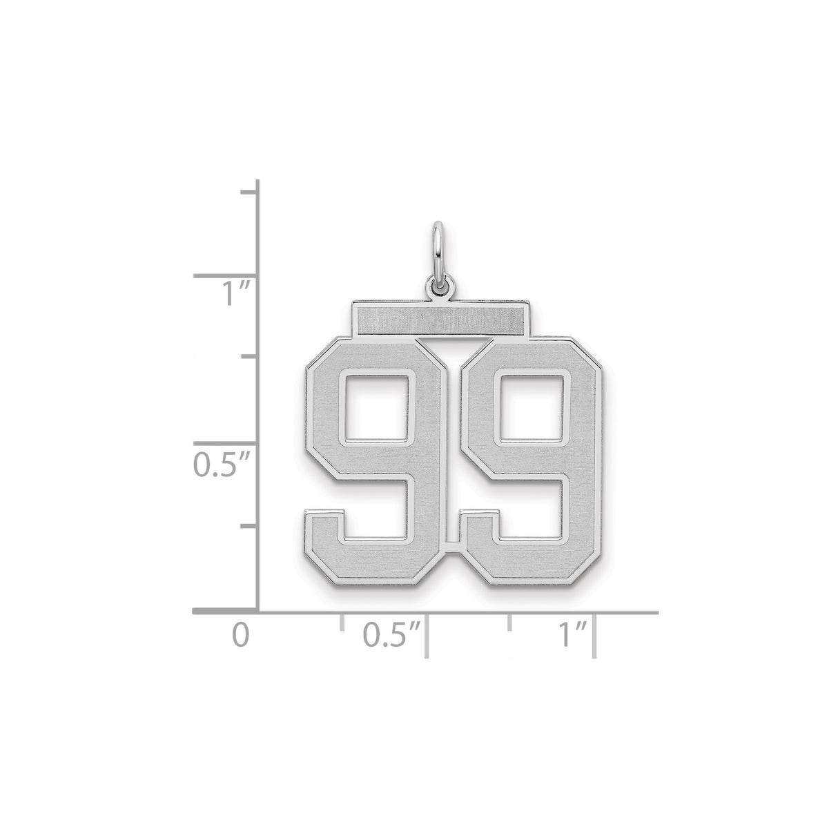 Large Satin Number 99 Charm Pendant in Real 925 Sterling Silver