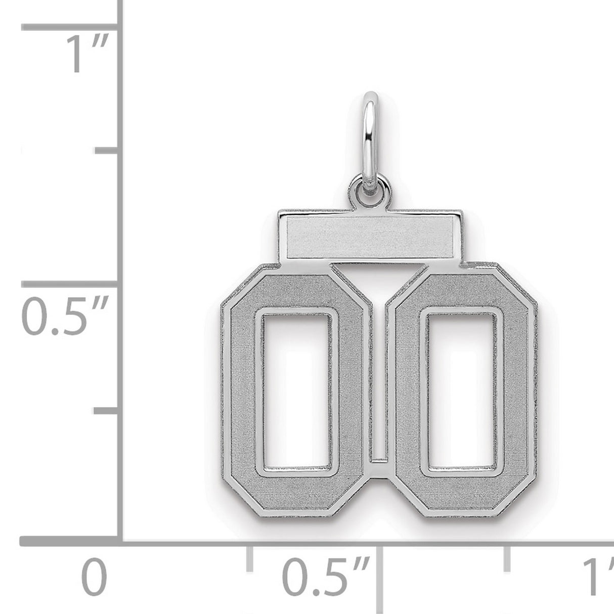 Small Satin Number 00 Charm Pendant in Real 925 Sterling Silver