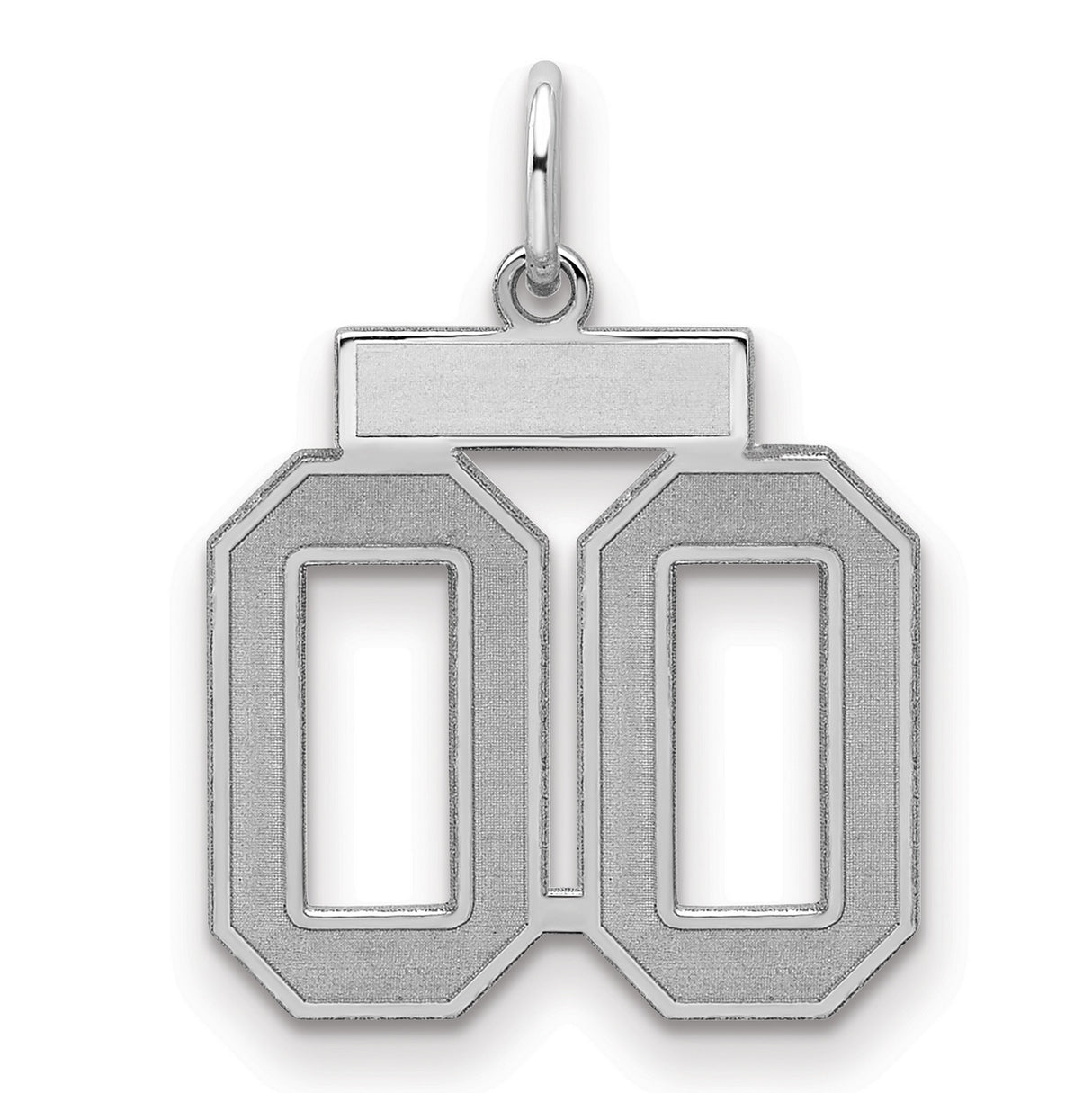 Small Satin Number 00 Charm Pendant in Real 925 Sterling Silver