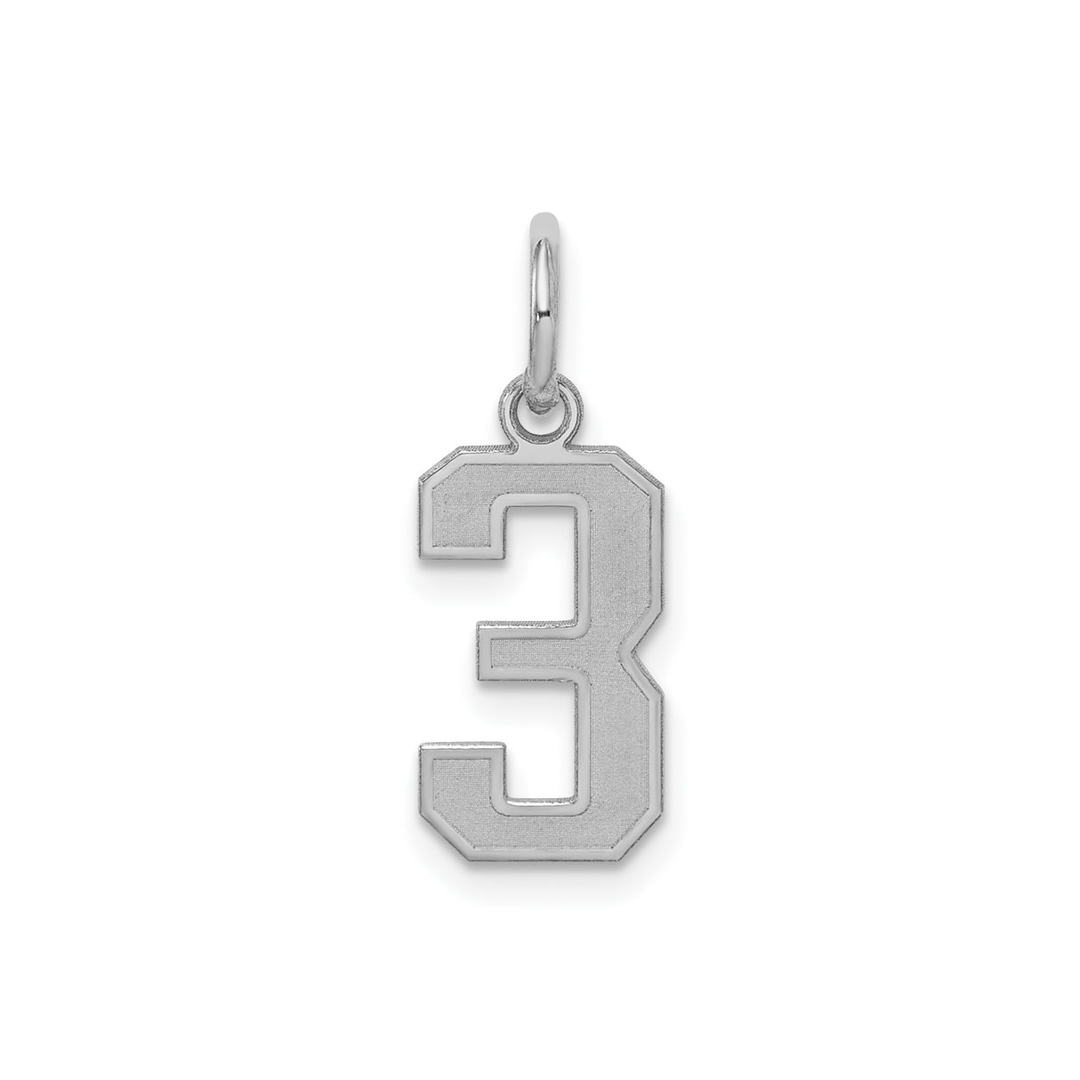 Sterling Silver Number Three Pendant Charm, Bold Block Style Unisex Numeric Jewelry