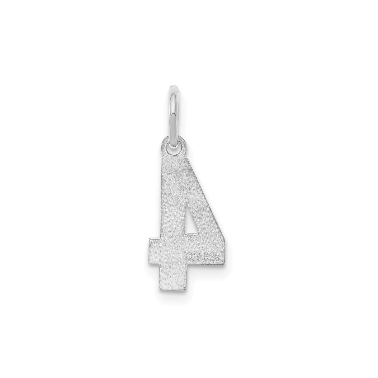 Sterling Silver Number 4 Pendant Charm, Bold Block Numeral, Flat Back Design