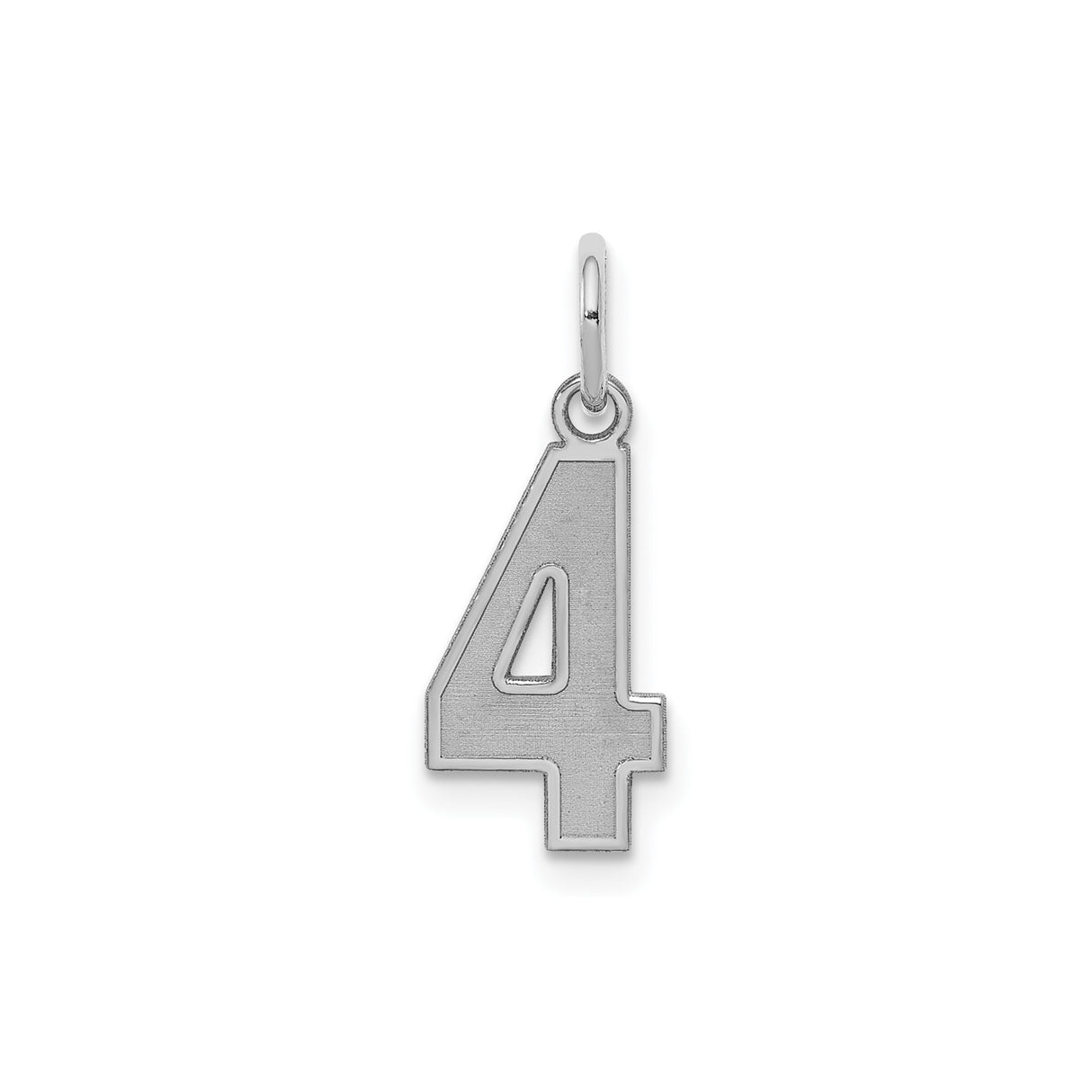 Sterling Silver Number 4 Pendant Charm, Bold Block Numeral, Flat Back Design