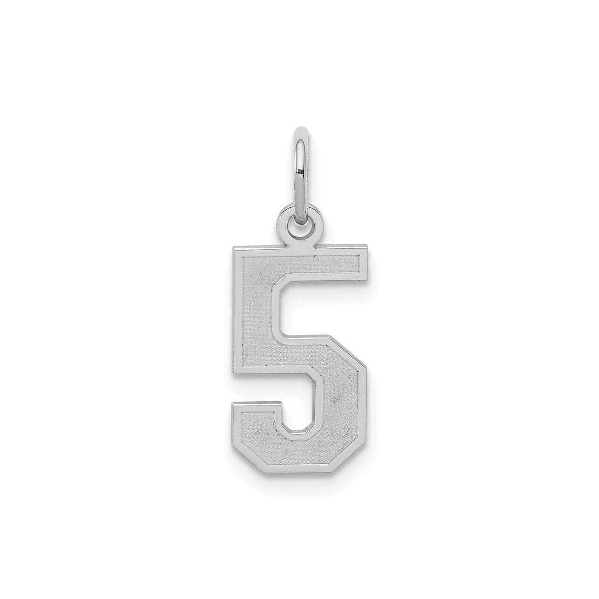 Sterling Silver Number 5 Pendant Charm, Bold Block Design, Unisex Lucky Number Jewelry
