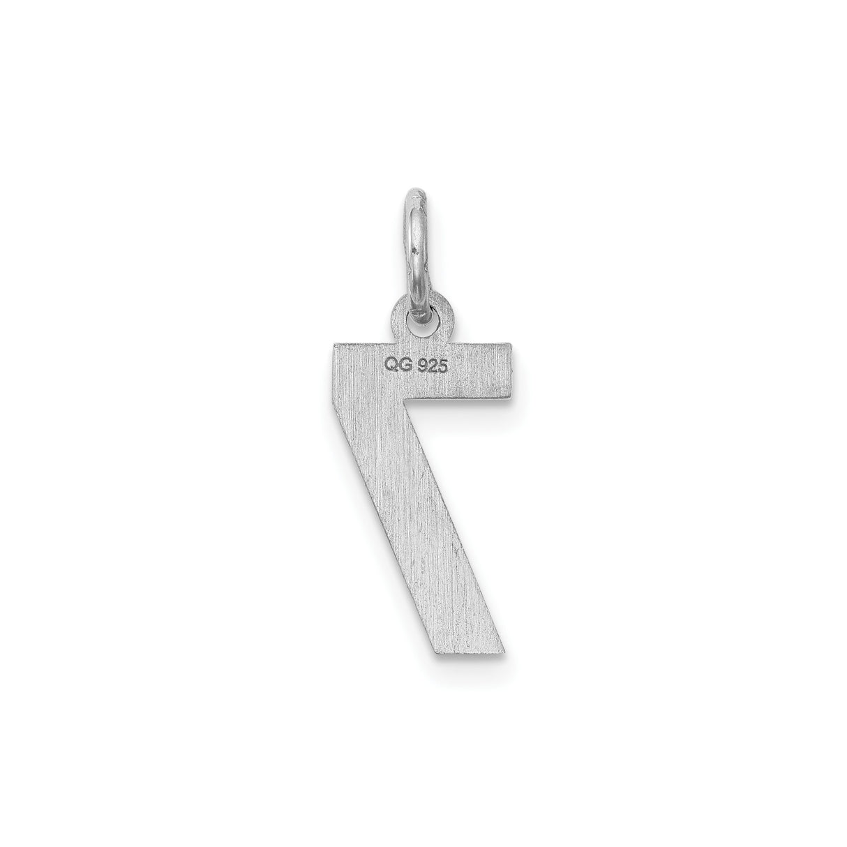 Sterling Silver Number 7 Pendant Charm with Matte Interior and Polished Exterior