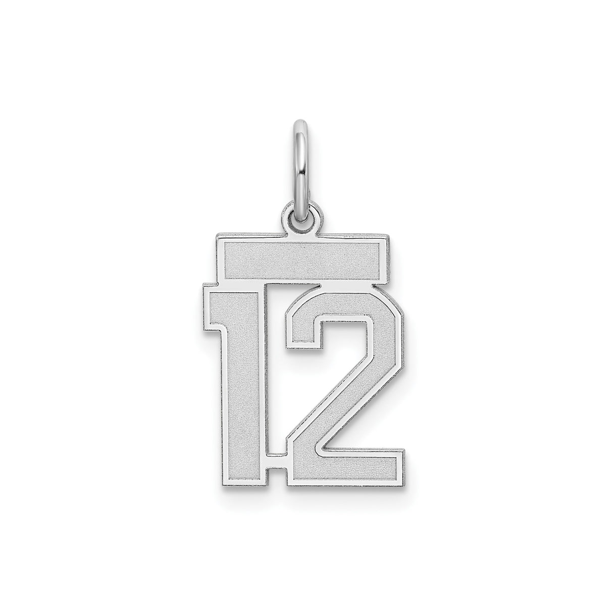 Sterling Silver Number 12 Pendant, Bold Block Jersey Charm for Sports Fans