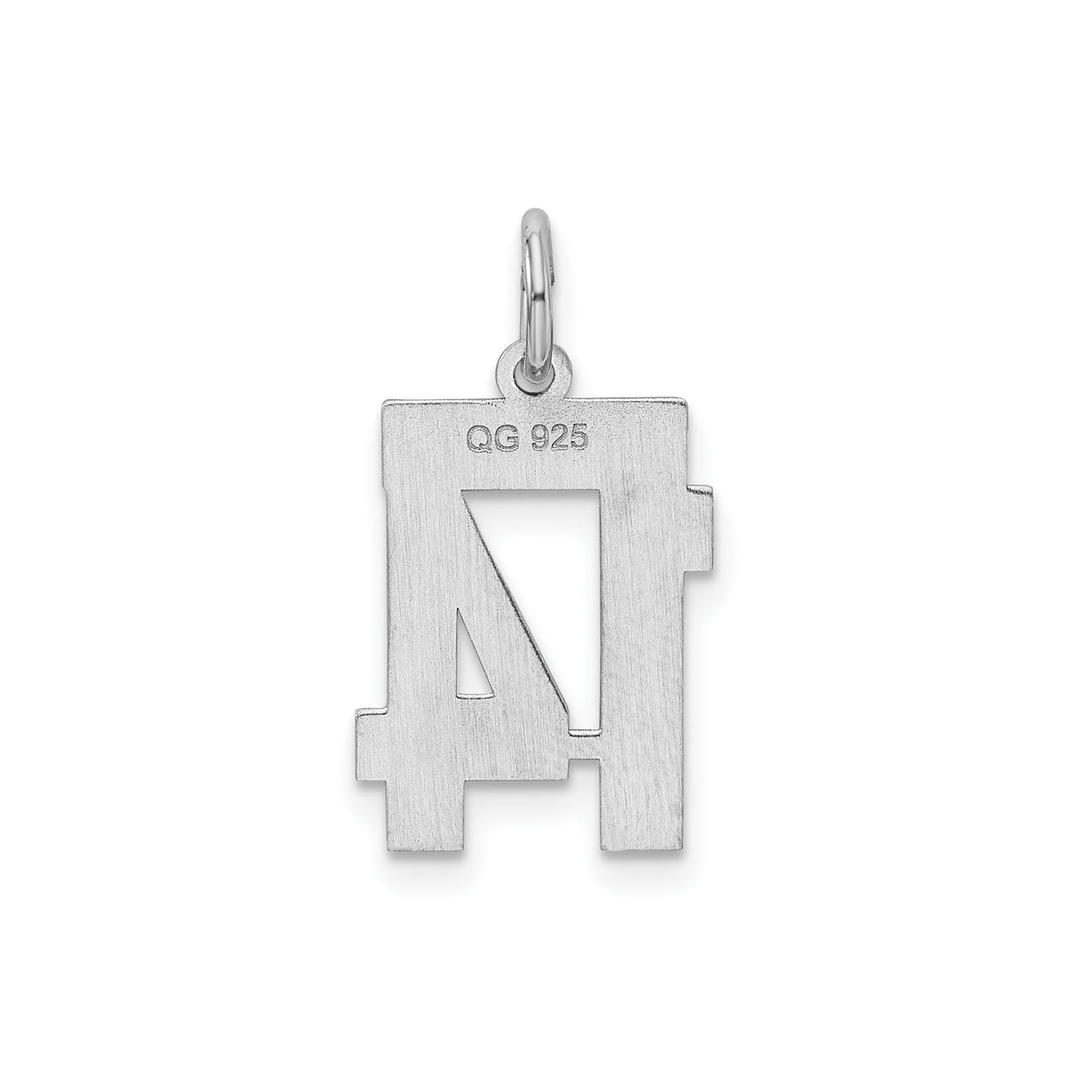 Sterling Silver Number 14 Pendant, Bold Varsity Style Sports Charm, Unisex Jewelry