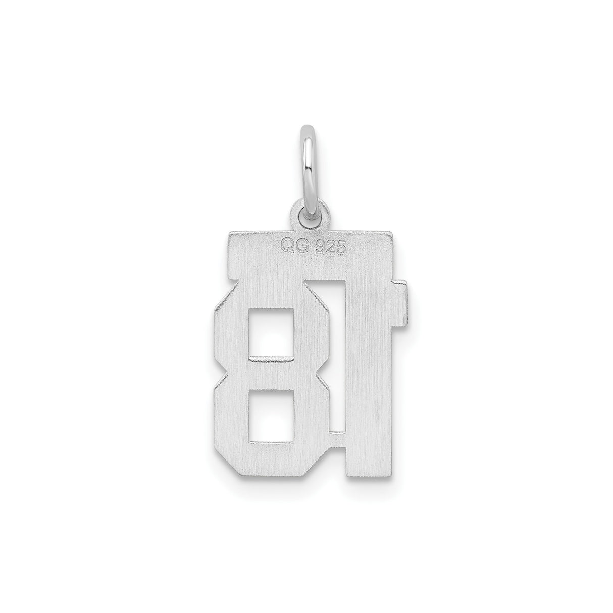 Sterling Silver Number 18 Pendant, Bold Block Style Charm for Birthday or Anniversary