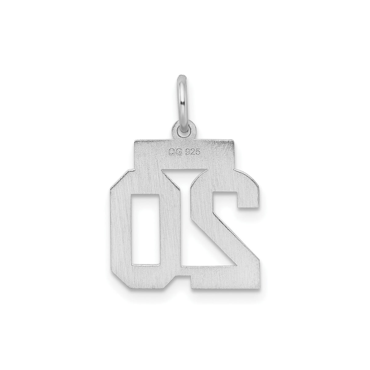 Sterling Silver Number 20 Pendant Charm, Bold Athletic Style Milestone Jewelry