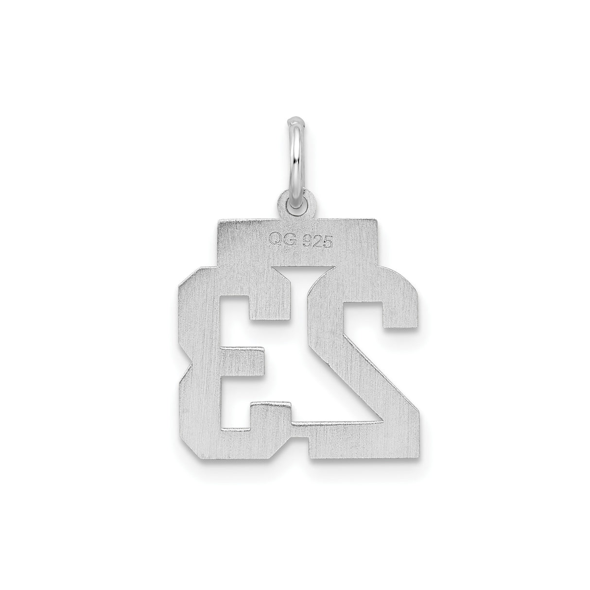 Sterling Silver Pendant with Number 23, Bold Block Sports Charm for Athletes