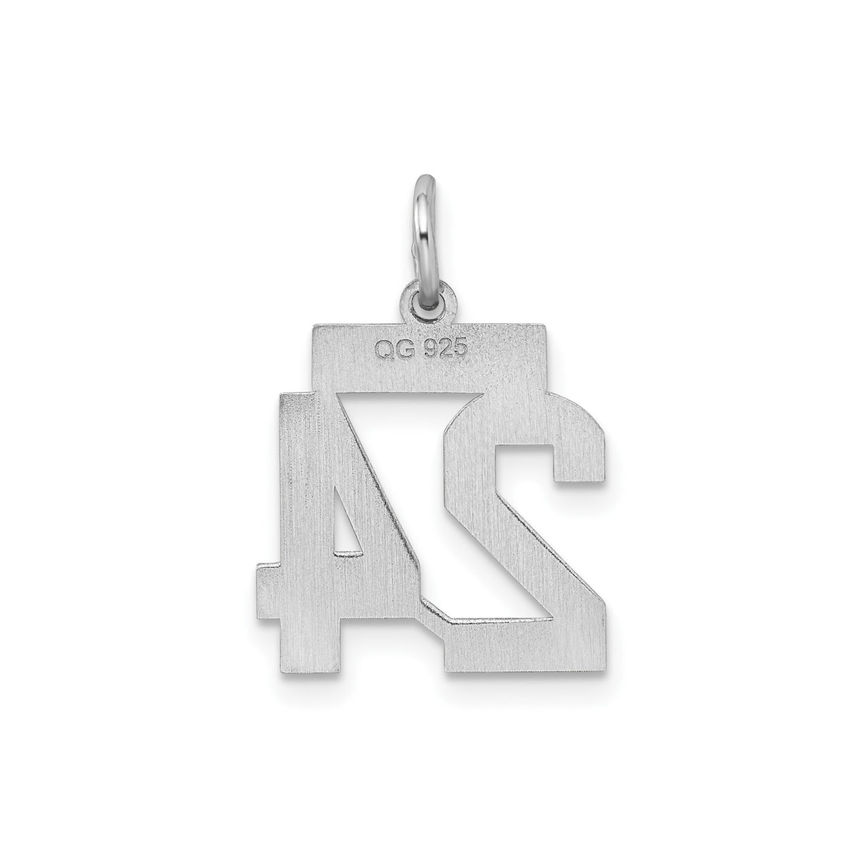 Sterling Silver Number 24 Pendant, Bold Cutout Sports Charm for Men or Women