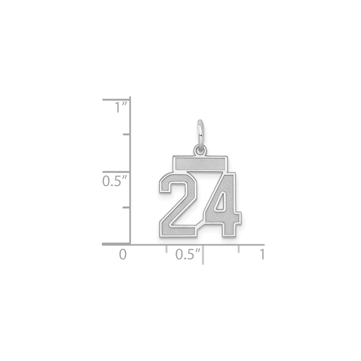 Sterling Silver Number 24 Pendant, Bold Cutout Sports Charm for Men or Women