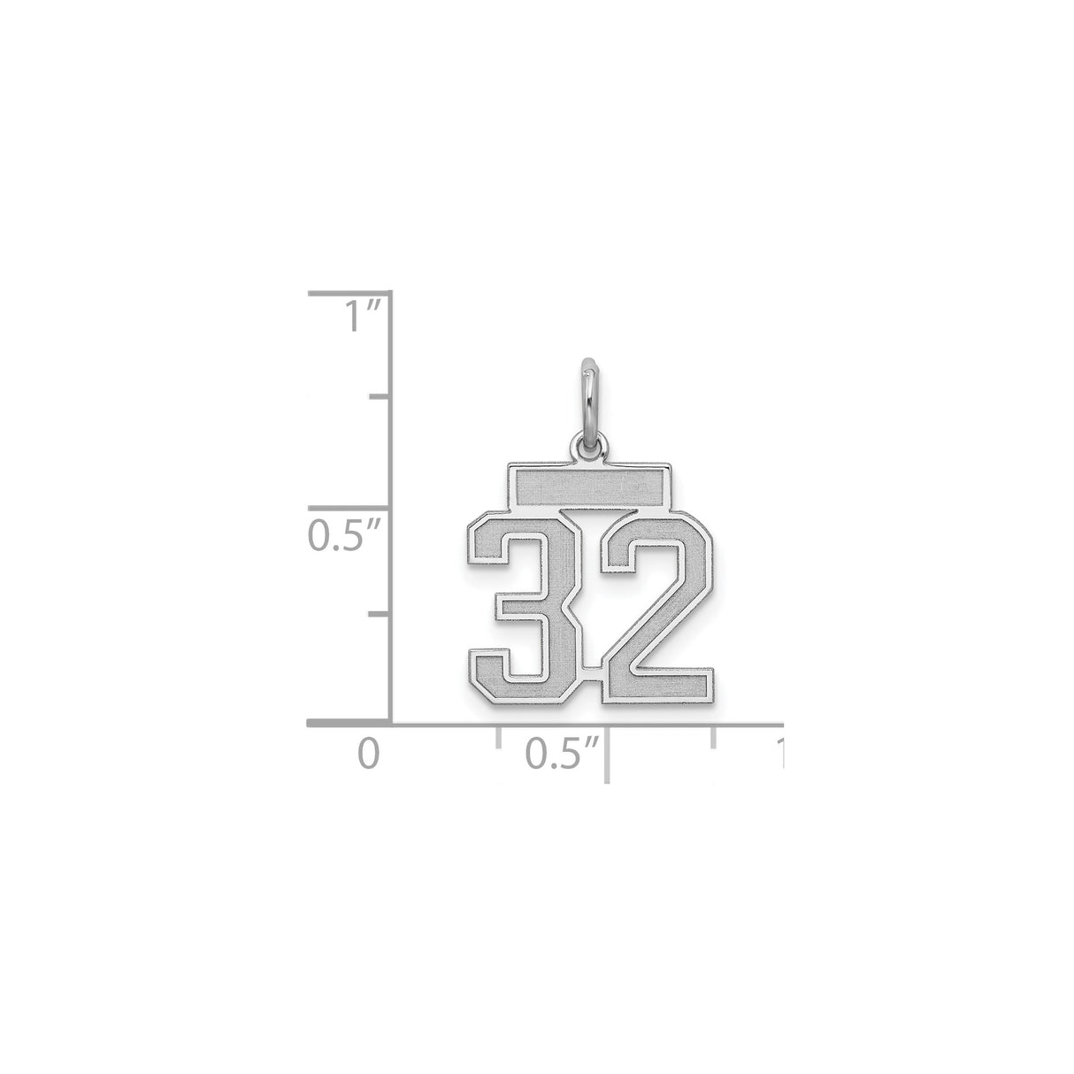Sterling Silver Number 32 Pendant, Bold Block Numerals Sports Charm