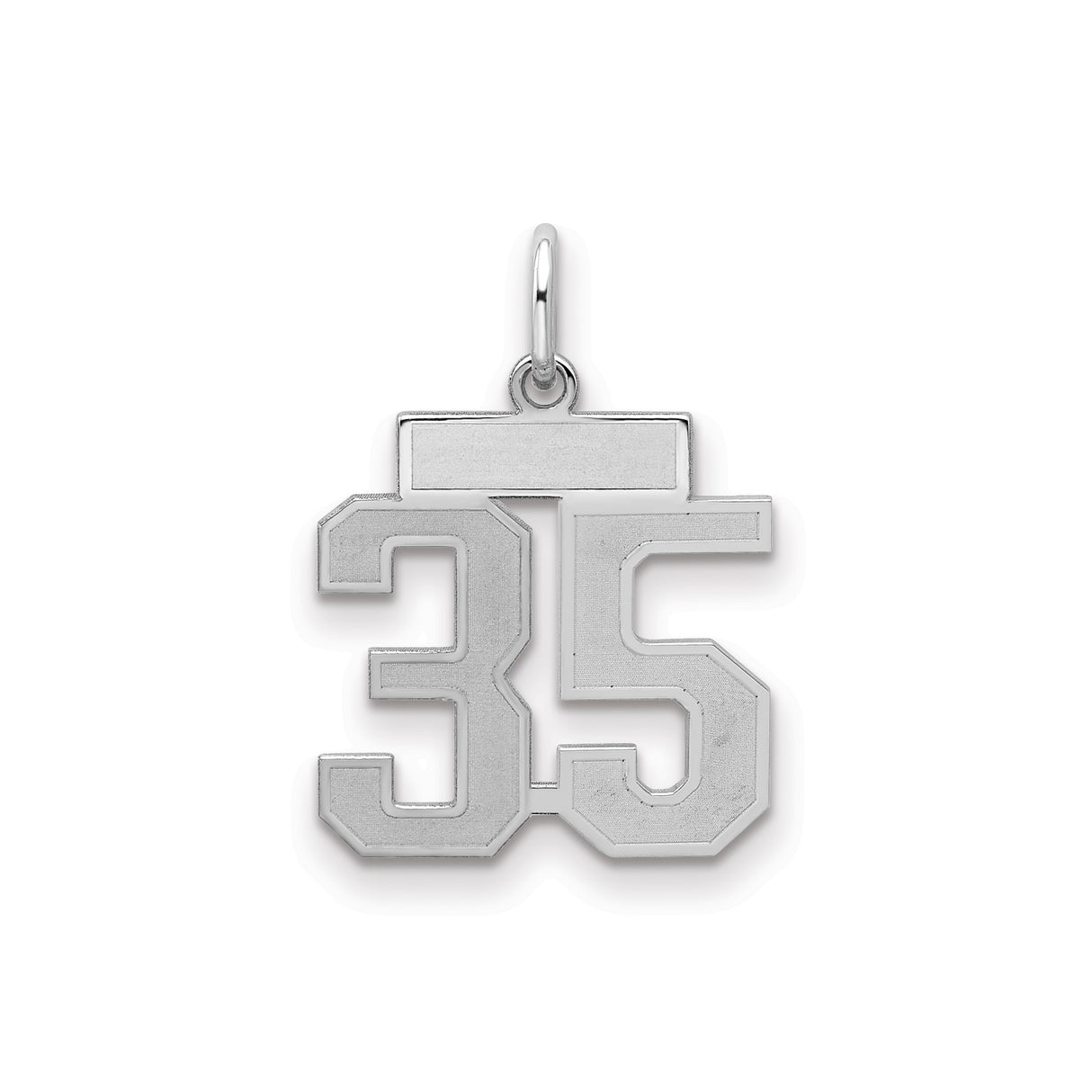 Small Satin Number 35 Charm Pendant in Real 925 Sterling Silver