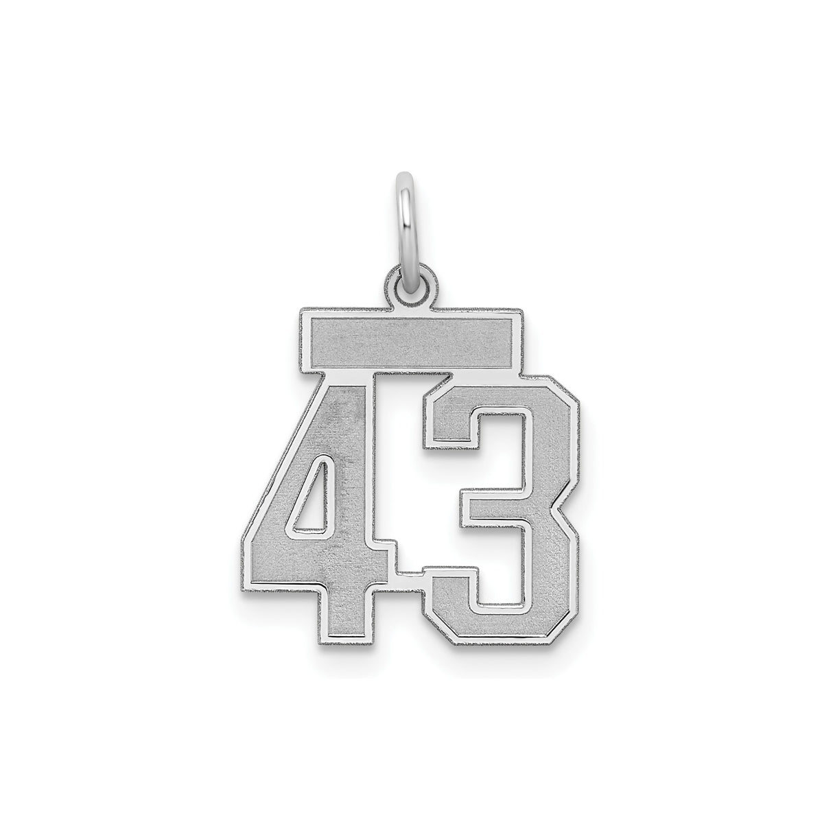Small Satin Number 43 Charm Pendant in Real 925 Sterling Silver