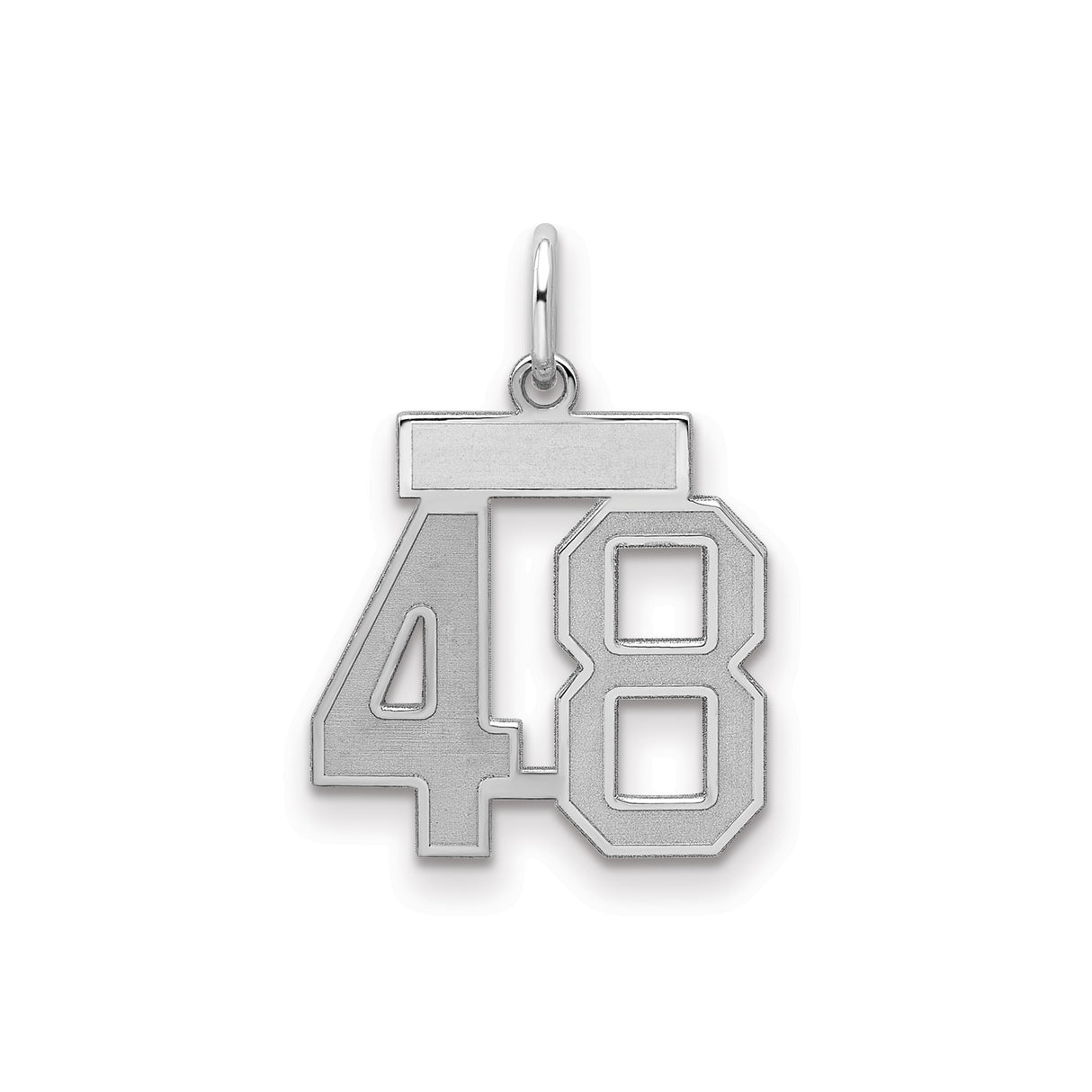 Sterling Silver Number 48 Pendant, Bold Athletic Font Sports Charm
