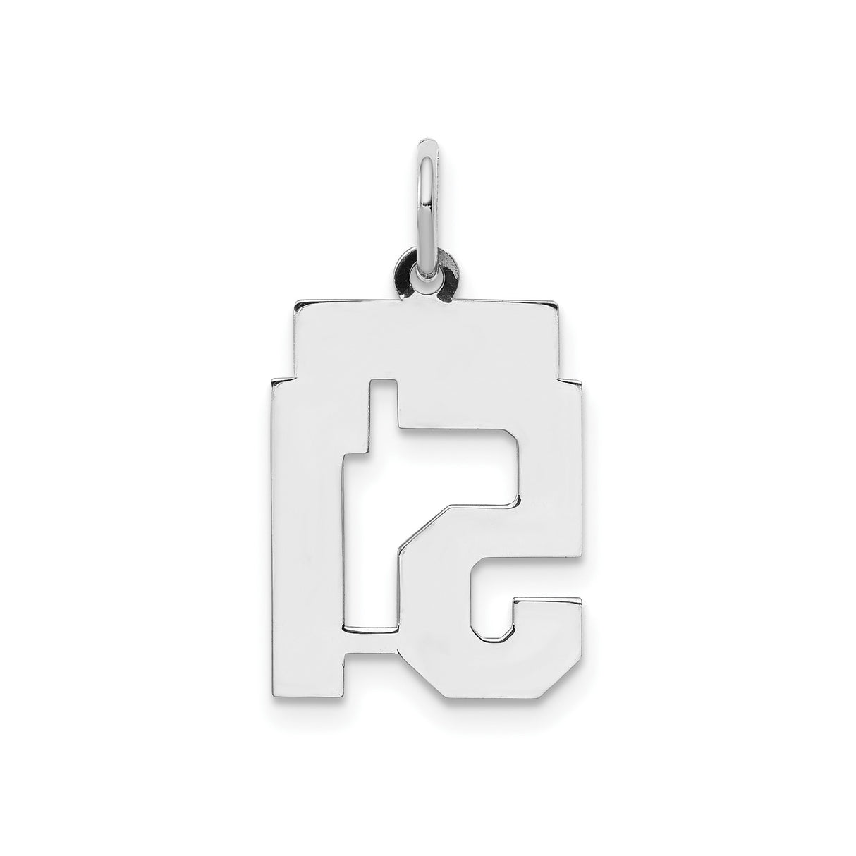 Sterling Silver Number 51 Pendant, Bold Block Font Sports Charm, Unisex Milestone Jewelry