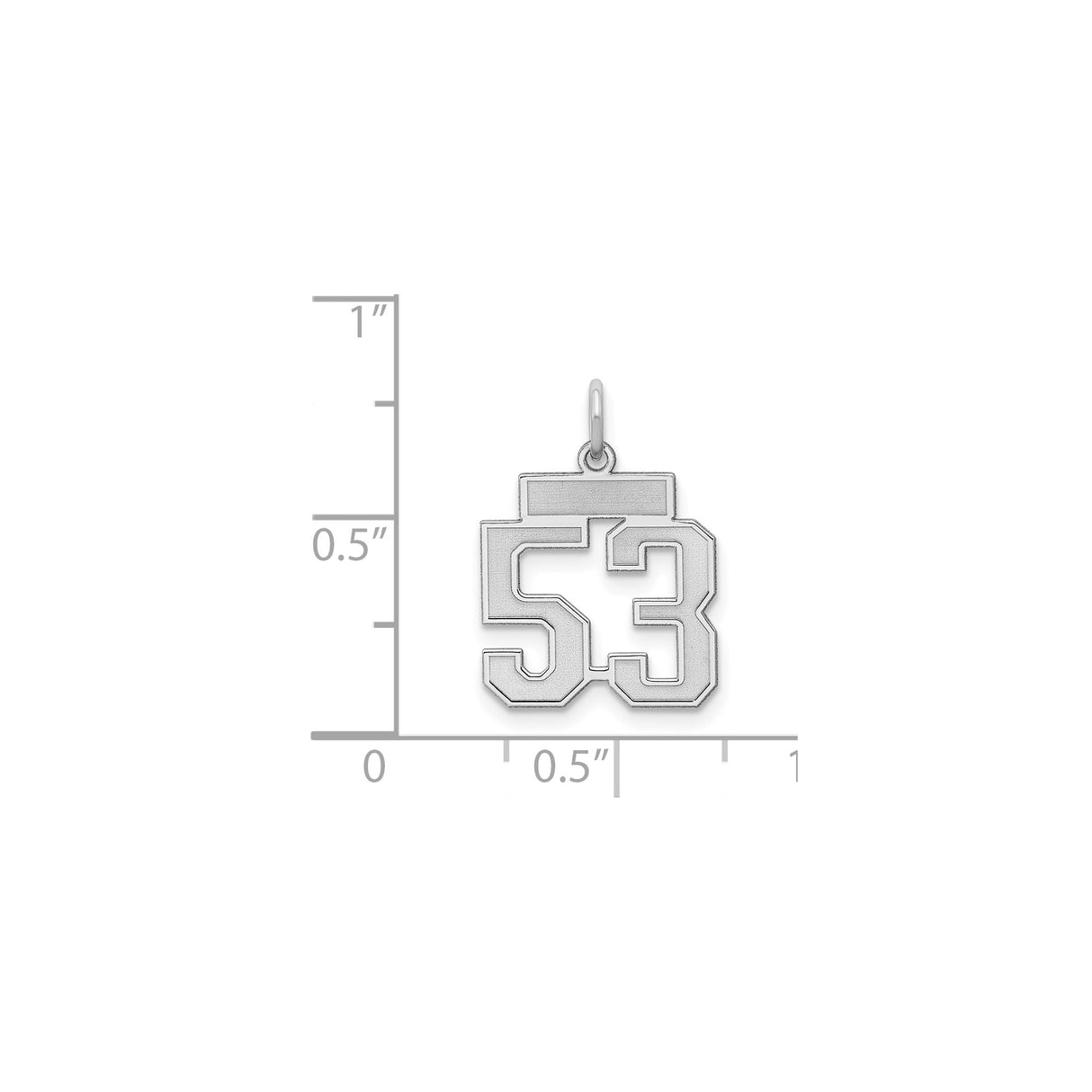 Sterling Silver Number 53 Pendant Charm, Bold Athletic Font, Unisex Sports Jersey Style