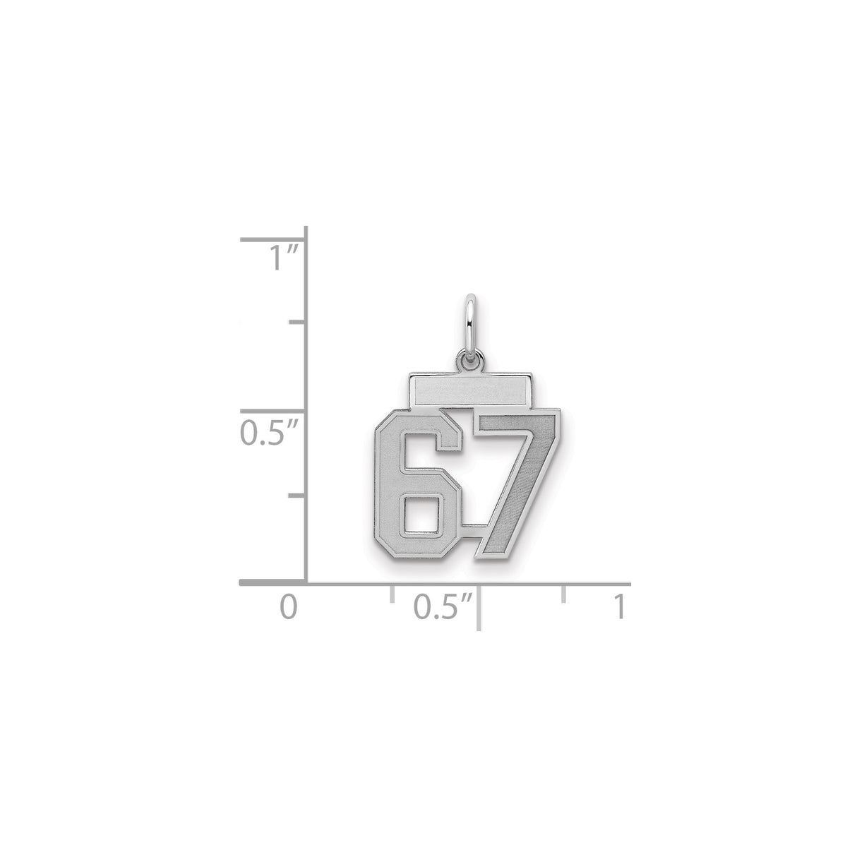 Small Satin Number 67 Charm Pendant in Real 925 Sterling Silver