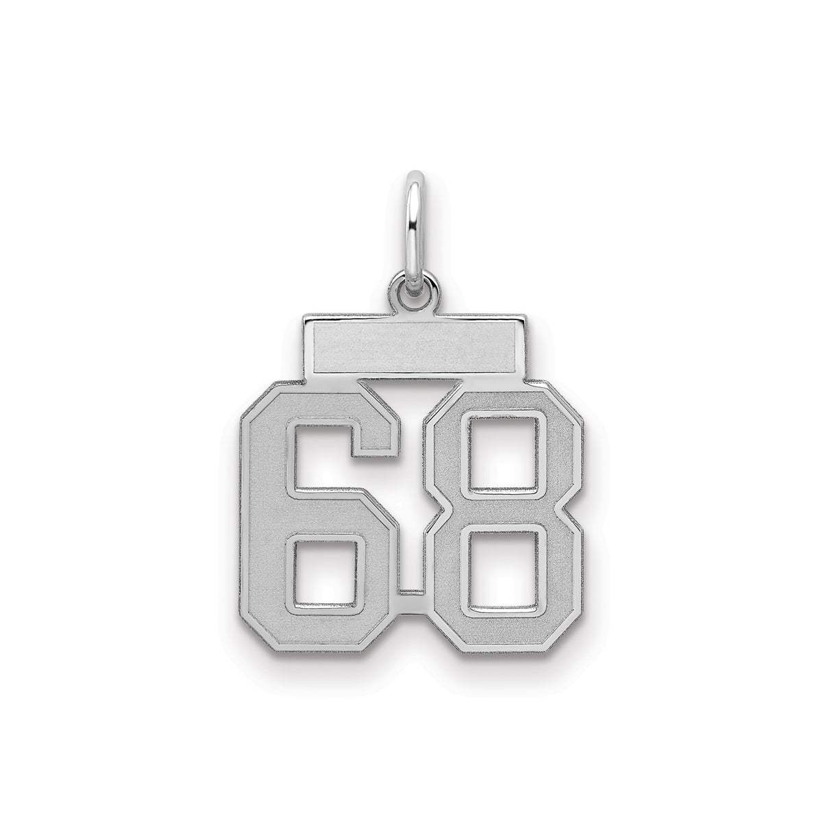 Small Satin Number 68 Charm Pendant in Real 925 Sterling Silver