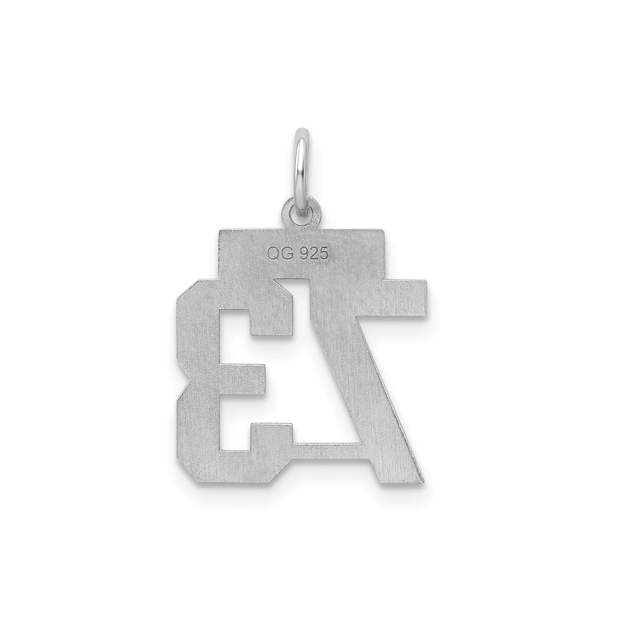Small Satin Number 73 Charm Pendant in Real 925 Sterling Silver