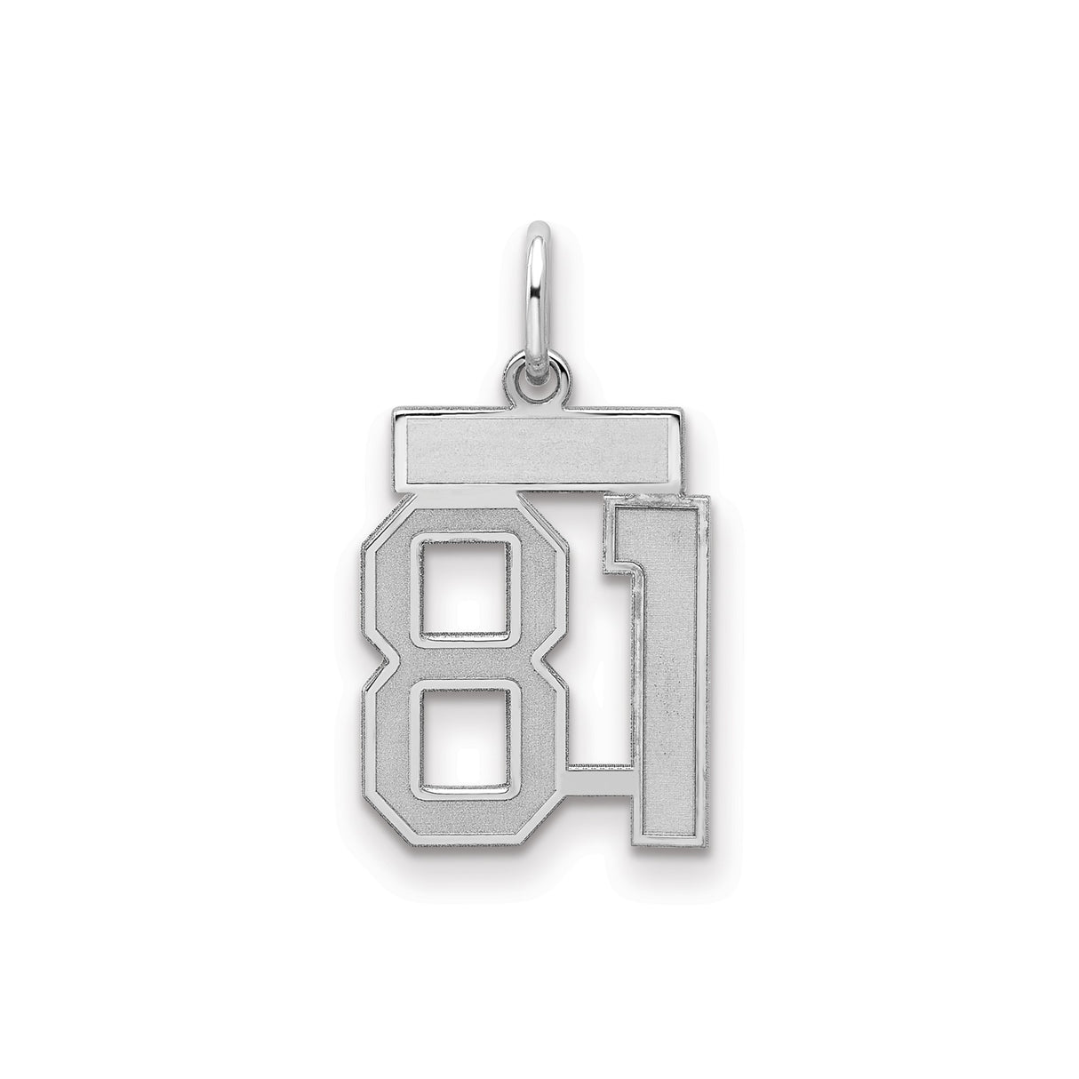 Small Satin Number 81 Charm Pendant in Real 925 Sterling Silver
