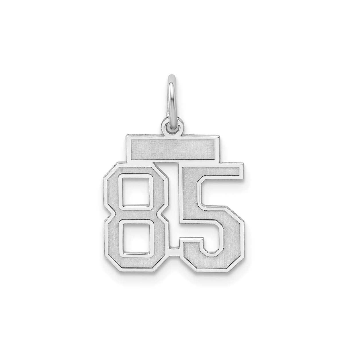 Small Satin Number 85 Charm Pendant in Real 925 Sterling Silver