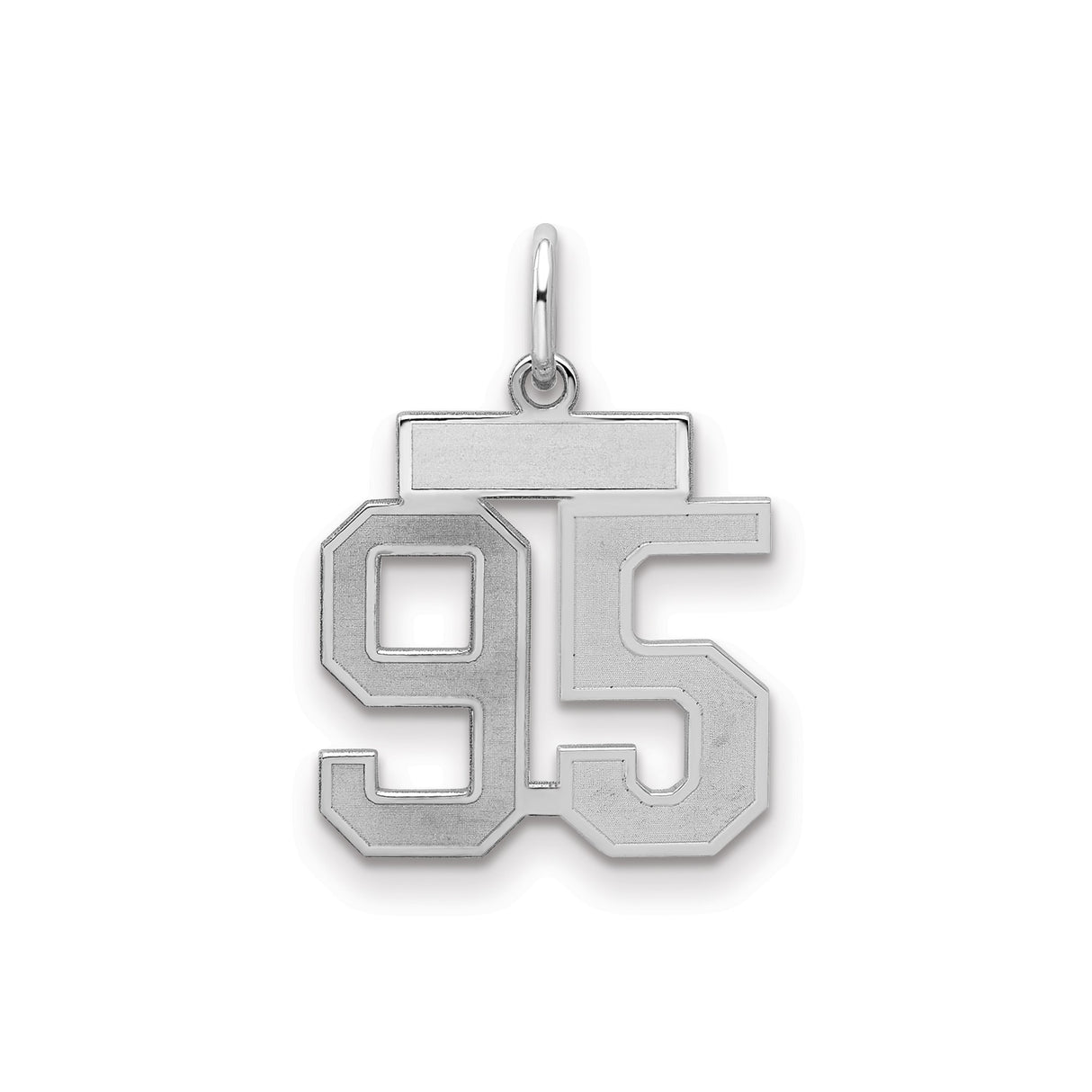 Small Satin Number 95 Charm Pendant in Real 925 Sterling Silver