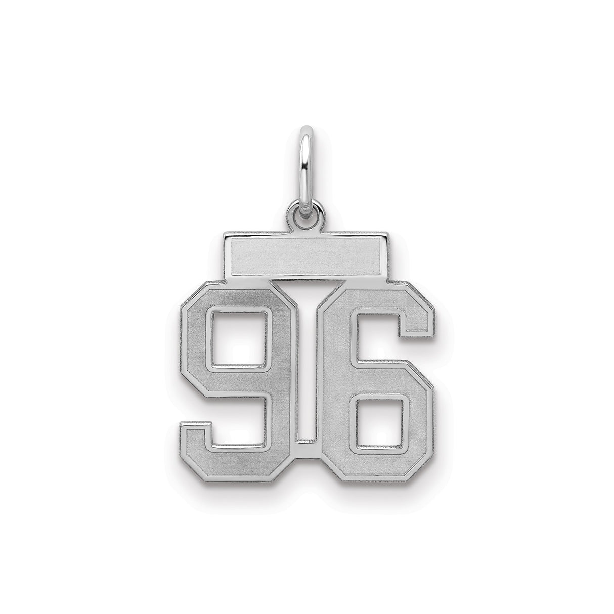 Small Satin Number 96 Charm Pendant in Real 925 Sterling Silver