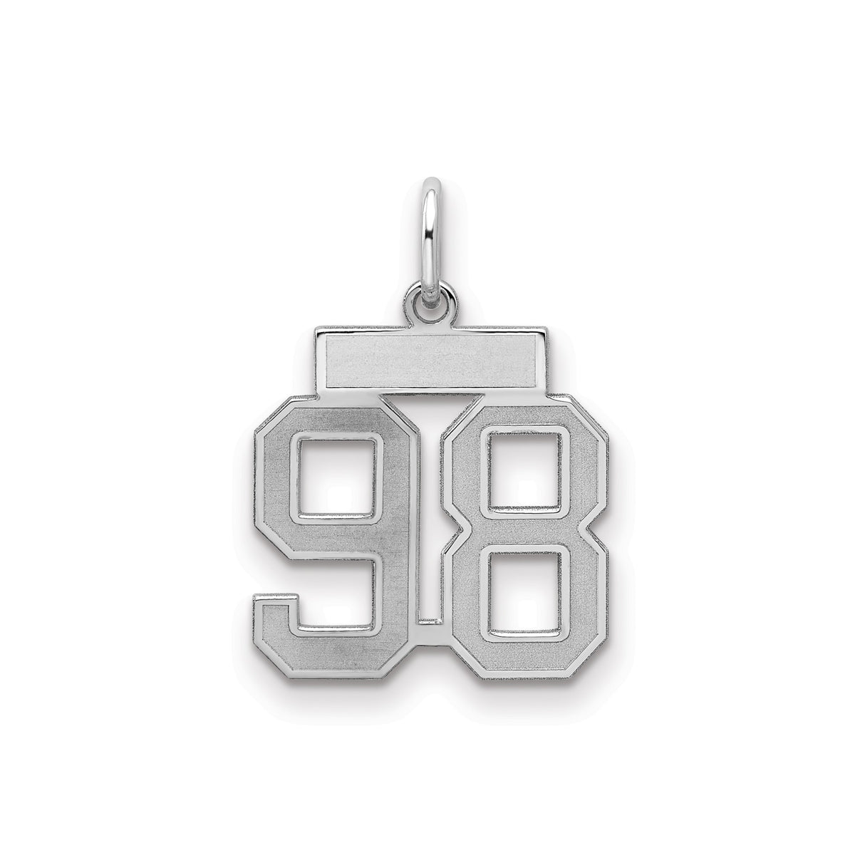 Small Satin Number 98 Charm Pendant in Real 925 Sterling Silver