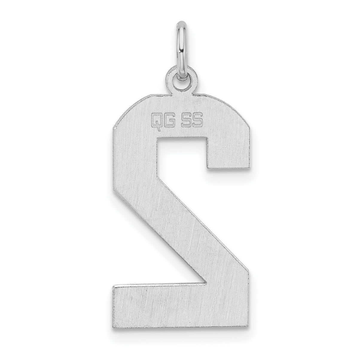 Sterling Silver Number 2 Pendant, Polished Numeric Jewelry Charm for Unisex Wear