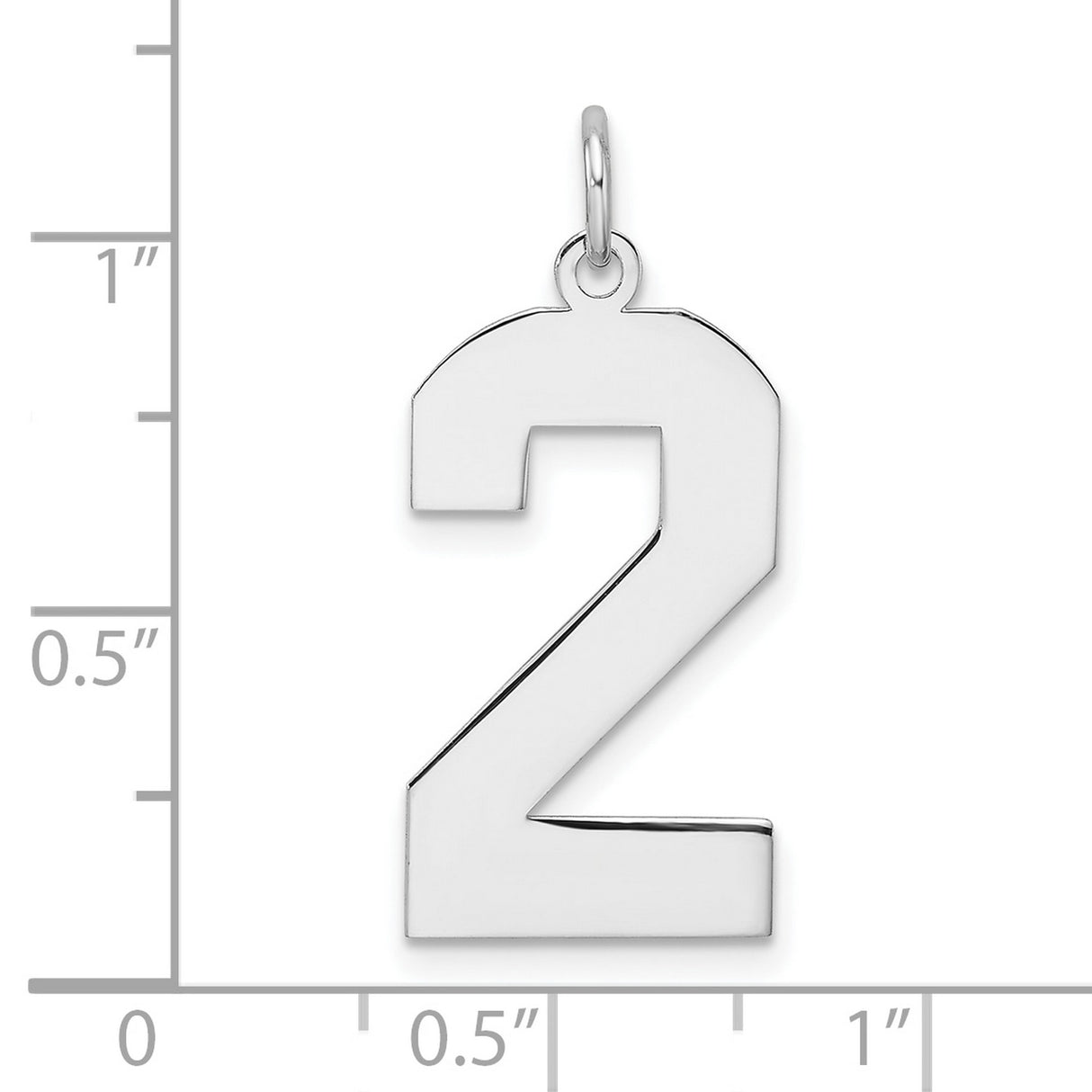 Sterling Silver Number 2 Pendant, Polished Numeric Jewelry Charm for Unisex Wear